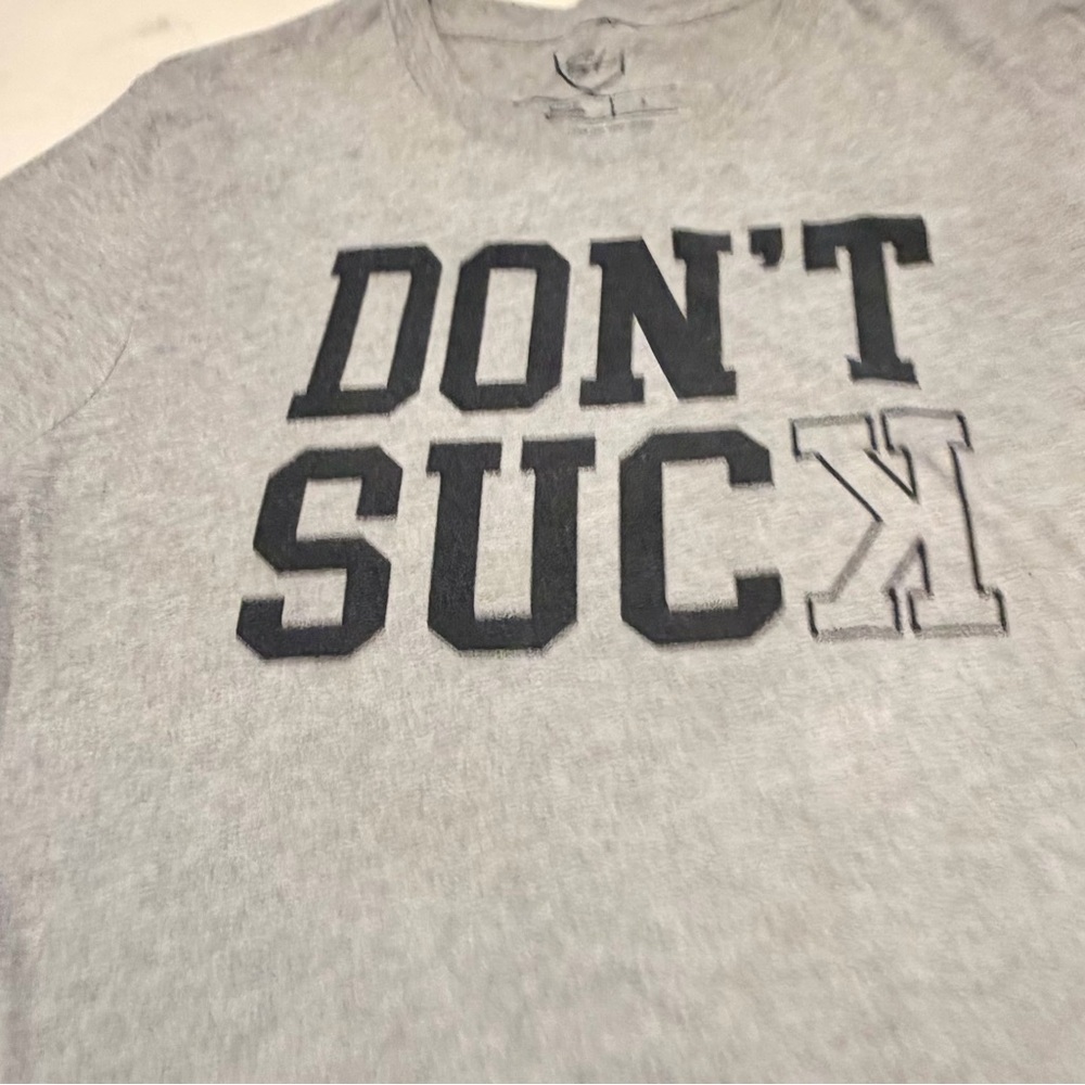 SA Apparel Don’t Suck, Classic Gray Graphic Tee, Baseball tshirt, Size L - Picture 2 of 4